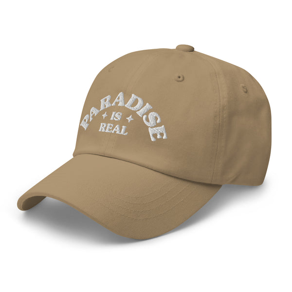 "PARADISE IS REAL" Embroidered Dad Hat (Khaki)