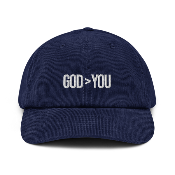 GOD IS GREATER THAN YOU CORDUROY HAT (NAVY)