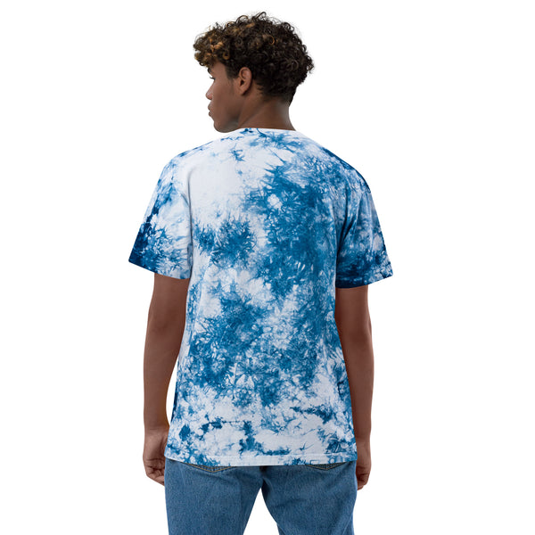 PARADISE LOGO Embroidered oversized tie-dye t-shirt (Navy/White)